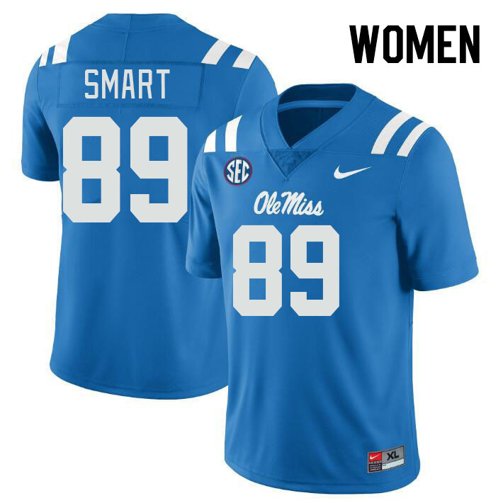 Women #89 Jordan Smart Ole Miss Rebels College Football Jerseys Stitched-Power Blue